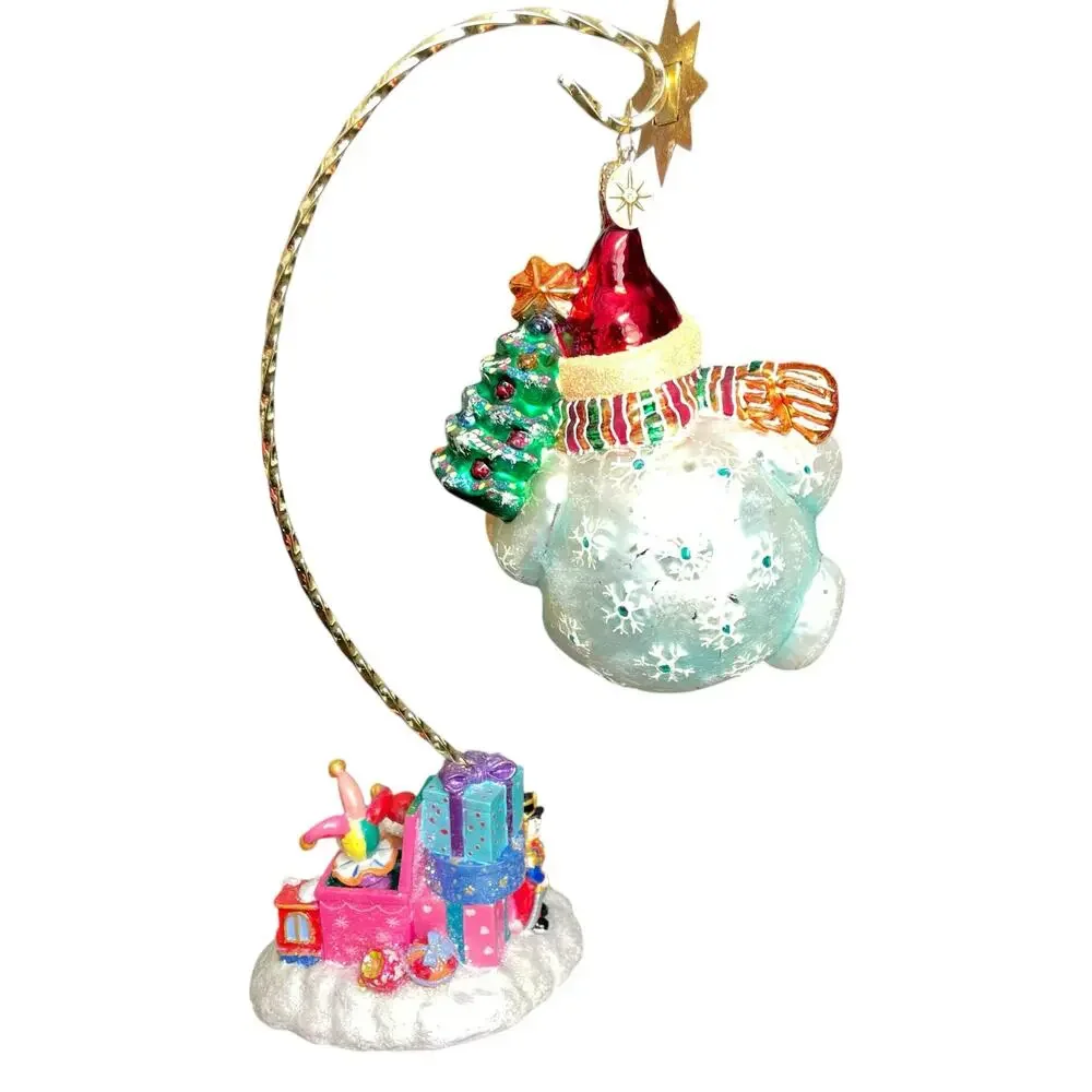 Christopher Radko Chubby Cheer Delight Snowman Ornament & Stand Vtg 2000 READ